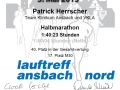 Urkunde Ansbacher Halbmarathon 2013